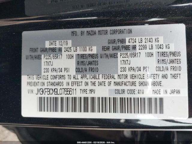 Aukcja sprzedaży 2020 Mazda Cx-5 Touring, vin: JM3KFBCM9L0765611, numer aukcji: 44401205