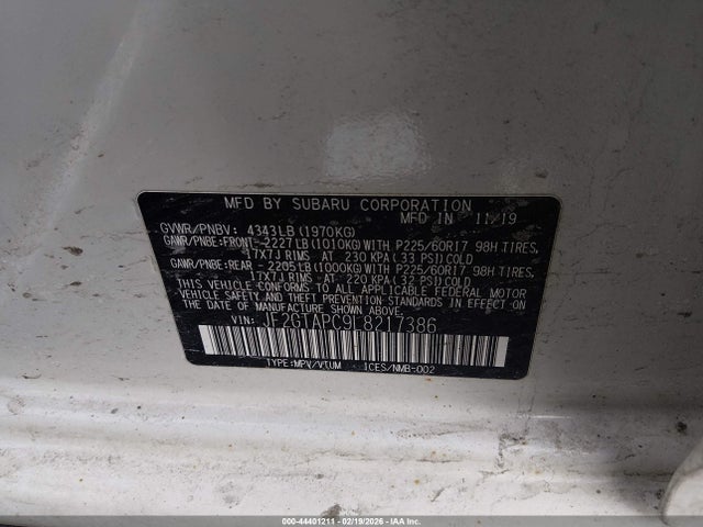 2020 Subaru Crosstrek Premium მანქანა იყიდება აუქციონზე, vin: JF2GTAPC9L8217386, აუქციონის ნომერი: 44401211
