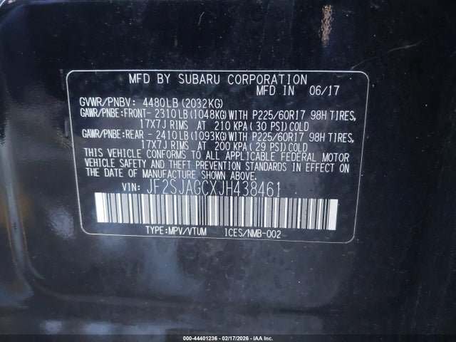 JF2SJAGCXJH438461 Subaru Forester 2.5i Premium