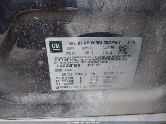 Продажа на аукционе авто 2014 Buick Encore, vin: KL4CJASB3EB782931, номер лота: 44401245