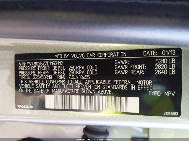 2013 VOLVO XC70 YV4902BZ7D1163112 Photo 8