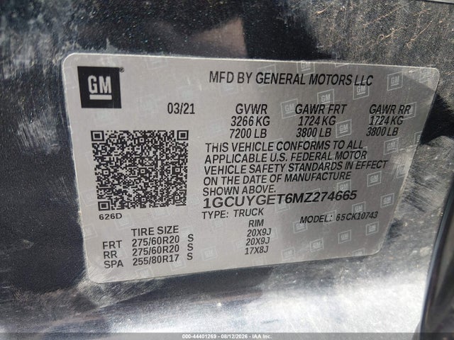 1GCUYGET6MZ274665 Chevrolet Silverado 1500 4wd Standard Bed Ltz