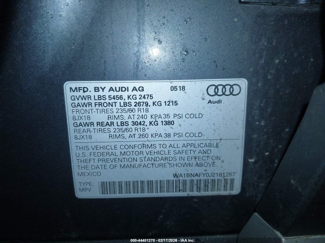 2018 AUDI Q5 WA1BNAFY0J2181257 Photo 8