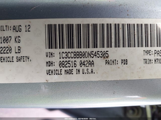 44401272 :رقم المزاد ، 1C3CCBBB0DN545305 vin ، 2013 Chrysler 200 Touring مزاد بيع