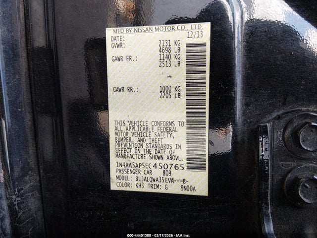 1N4AA5AP5EC450765 Nissan Maxima 3.5 S/3.5 Sv