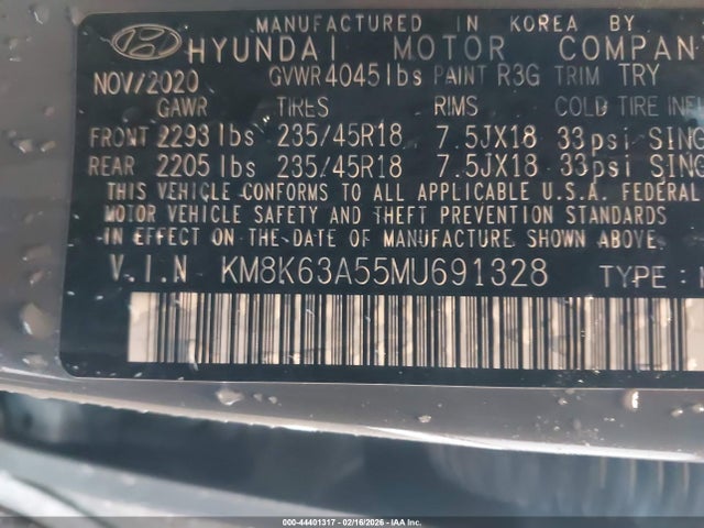 KM8K63A55MU691328 Hyundai Kona Night