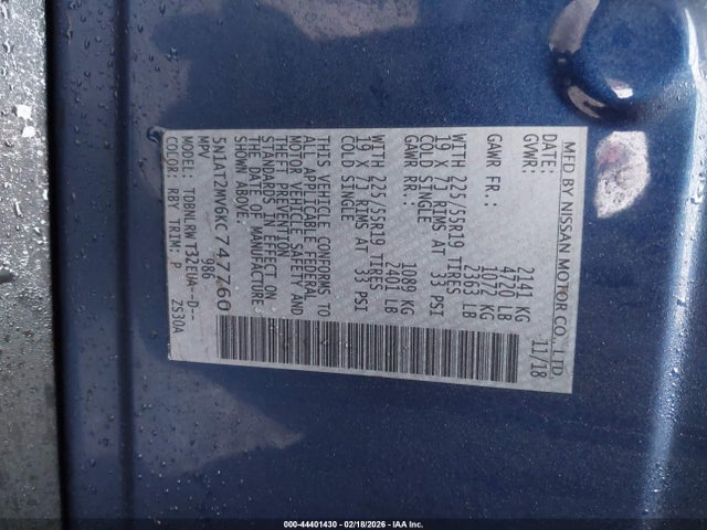 2019 NISSAN ROGUE 5N1AT2MV6KC747760 Photo 8