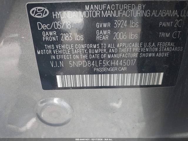 Hyundai ELANTRA SEL 2019 5NPD84LF5KH445017 Image 9
