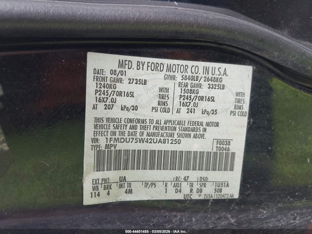2002 FORD EXPLORER 1FMDU75W42UA81250 Photo 8