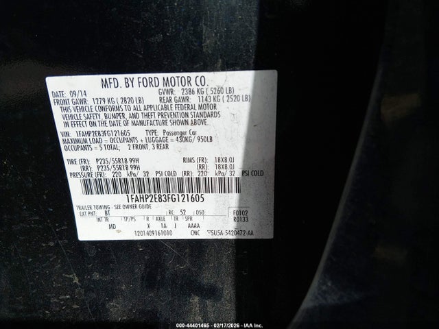 Aukcja sprzedaży 2015 Ford Taurus Sel, vin: 1FAHP2E83FG121605, numer aukcji: 44401465