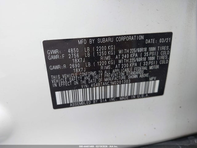 2021 SUBARU OUTBACK 4S4BTANC1M3201303 Photo 8