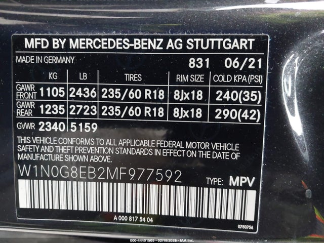 2021 MERCEDES-BENZ GLC 300 W1N0G8EB2MF977592 Photo 8