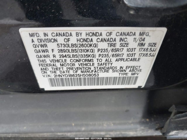 Продаж на аукціоні авто 2005 Acura Mdx, vin: 2HNYD18625H508053, номер лоту: 44401545