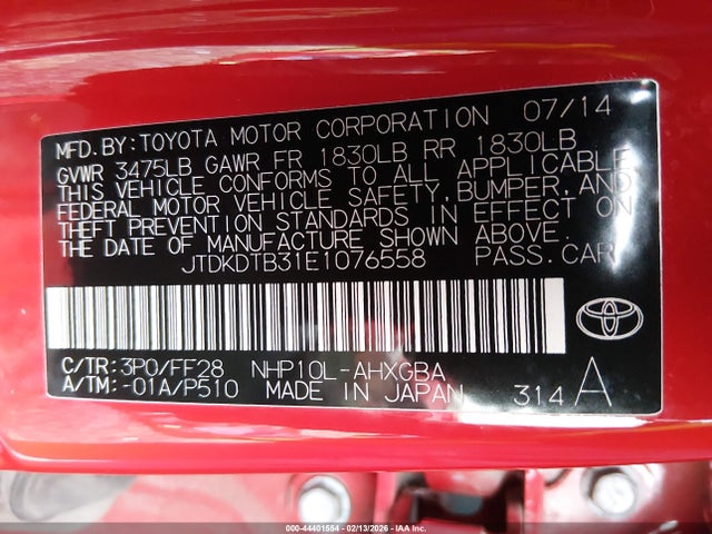 2014 TOYOTA PRIUS C JTDKDTB31E1076558 Photo 8