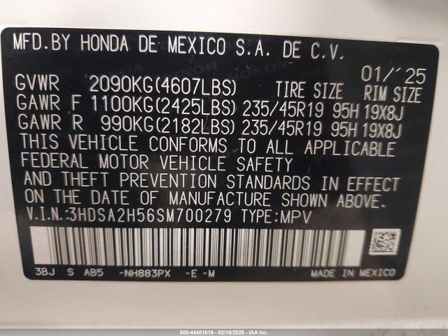 Продажа на аукционе авто 2025 Acura Adx A-spec, vin: 3HDSA2H56SM700279, номер лота: 44401616