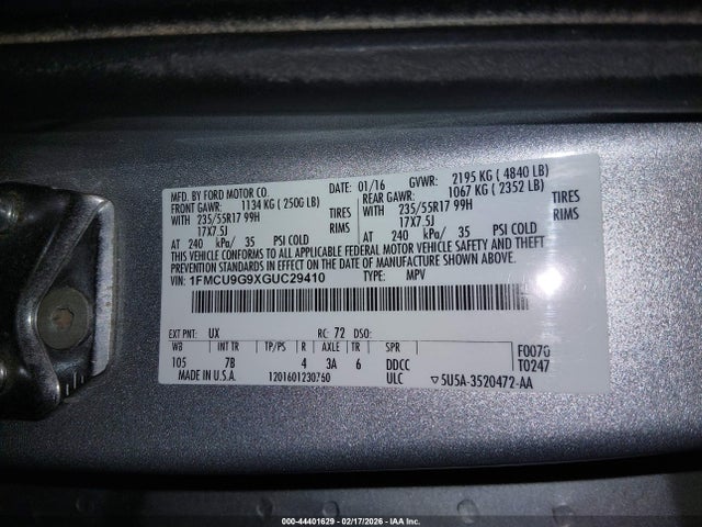 1FMCU9G9XGUC29410 Ford ESCAPE SE