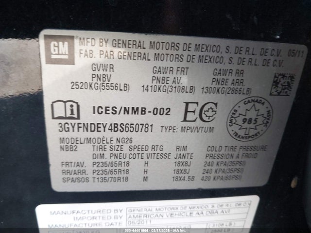 2011 CADILLAC SRX 3GYFNDEY4BS650781 Photo 8