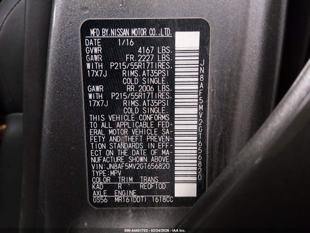 JN8AF5MV2GT656820 Nissan Juke Sl