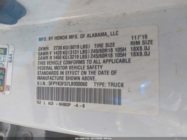 2020 HONDA RIDGELINE 5FPYK3F57LB000060 Photo 8