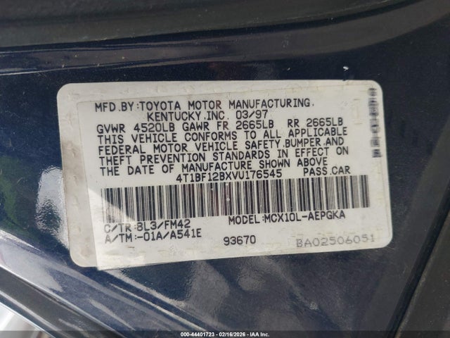 Aukcja sprzedaży 1997 Toyota Avalon Xls, vin: 4T1BF12BXVU176545, numer aukcji: 44401723