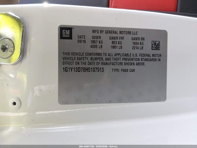 1G1Y13D78H5107913 Chevrolet Corvette Grand Sport