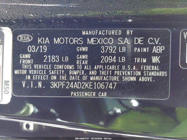 KIA FORTE FE 2019 3KPF24AD2KE106747 Image 9