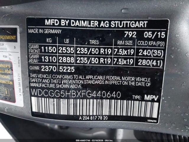 WDCGG5HBXFG440640 Mercedes-Benz GLK 350