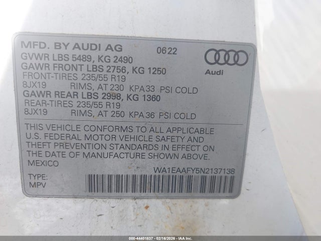 2022 AUDI Q5 WA1EAAFY5N2137138 Photo 8