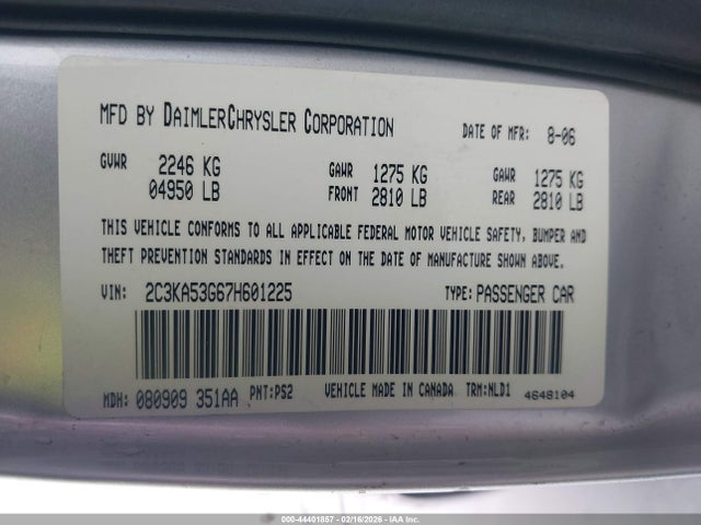Продаж на аукціоні авто 2007 Chrysler 300 Touring, vin: 2C3KA53G67H601225, номер лоту: 44401857
