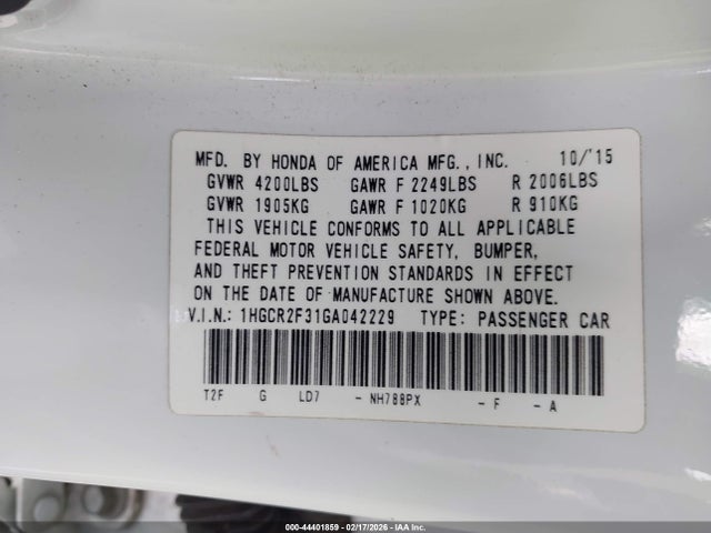 1HGCR2F31GA042229 Honda ACCORD LX