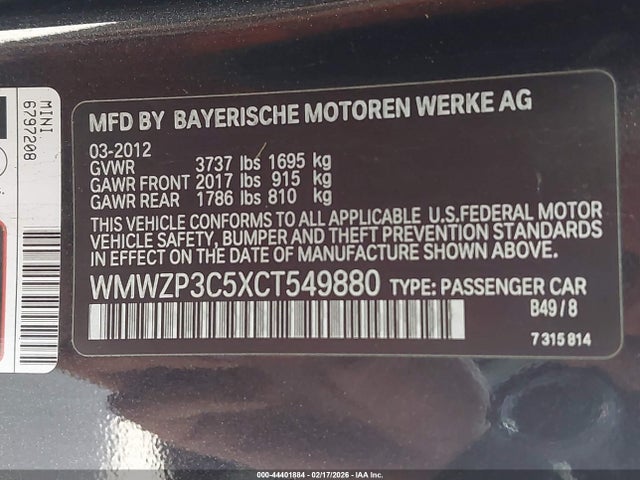 2012 MINI COOPER S WMWZP3C5XCT549880 Photo 8
