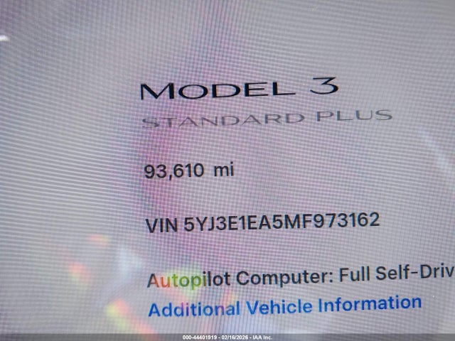 Aukcja sprzedaży 2021 Tesla Model 3 Standard Range Plus Rear-wheel Drive, vin: 5YJ3E1EA5MF973162, numer aukcji: 44401919