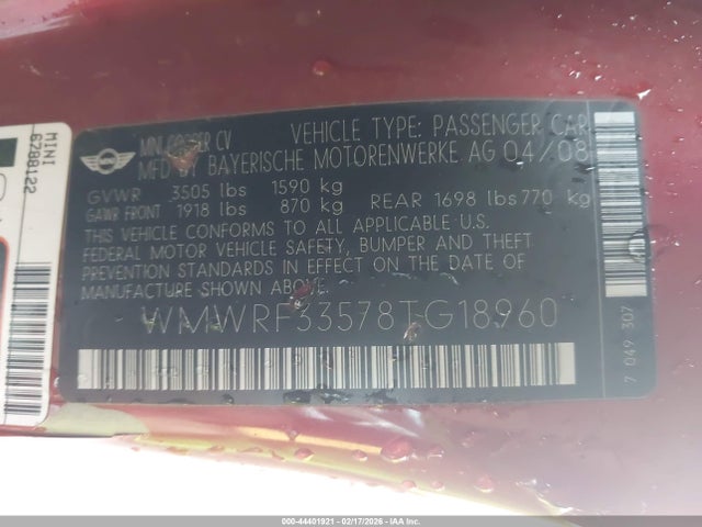 2008 MINI COOPER WMWRF33578TG18960 Photo 8