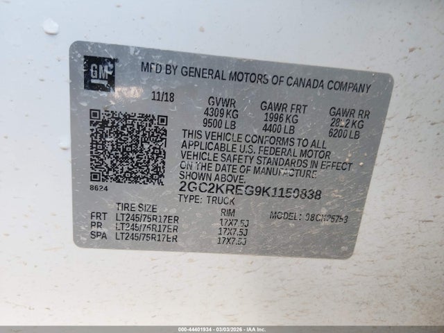 2GC2KREG9K1150838 Chevrolet Silverado 2500hd Wt