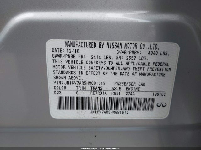 JN1CV7AR5HM681512 Infiniti Q50 2.0t Premium