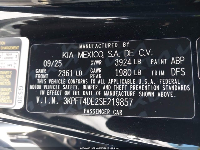 Продажа на аукционе авто 2025 Kia K4 Lx, vin: 3KPFT4DE2SE219857, номер лота: 44401977