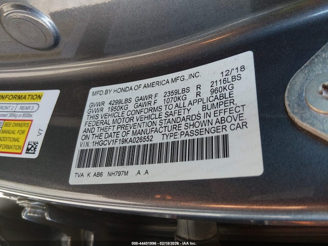 1HGCV1F19KA026552 Honda ACCORD LX