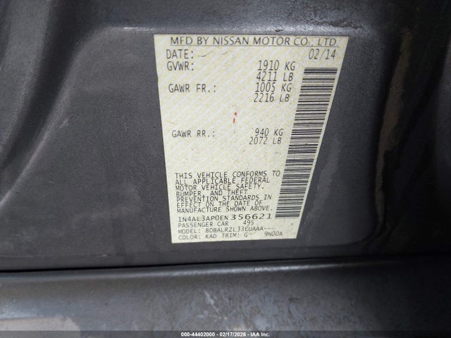 Nissan Altima 2.5 S 2014 1N4AL3AP0EN356621 Image 9