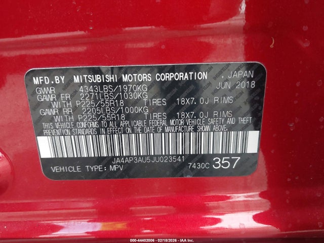 2018 MITSUBISHI OUTLANDER SPORT JA4AP3AU5JU023541 Photo 8