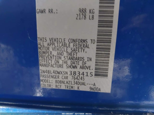 1N4BL4DWXSN383415 Nissan Altima Sv Awd