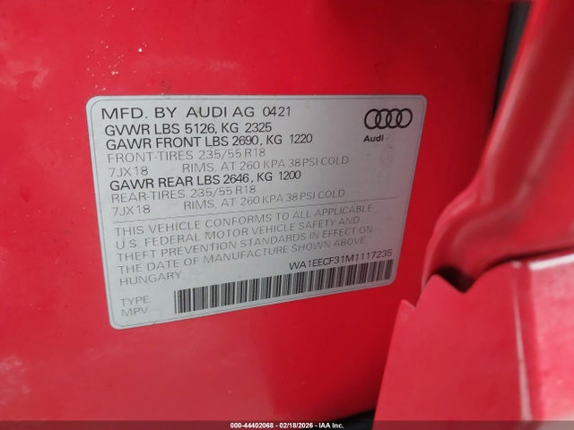 2021 AUDI Q3 WA1EECF31M1117235 Photo 8