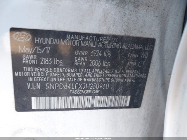 2018 HYUNDAI ELANTRA 5NPD84LFXJH230960 Photo 8