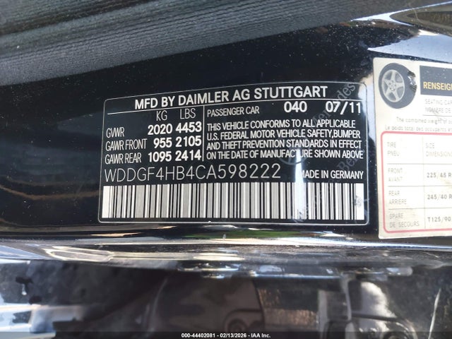 Продажа на аукционе авто 2012 Mercedes-benz C 250 Sport, vin: WDDGF4HB4CA598222, номер лота: 44402081