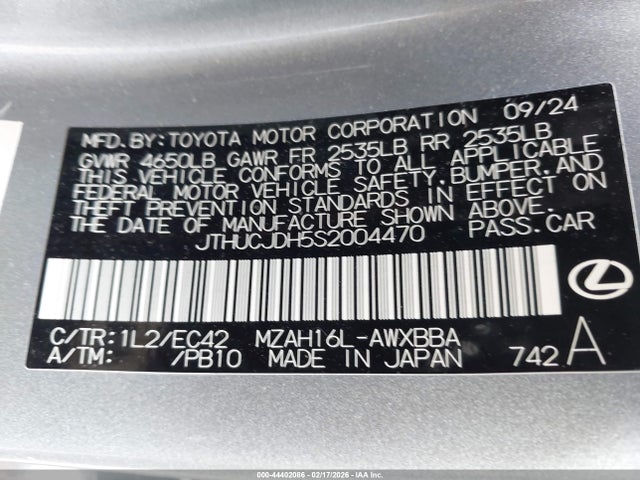 Aukcja sprzedaży 2025 Lexus Ux 300h Premium, vin: JTHUCJDH5S2004470, numer aukcji: 44402086