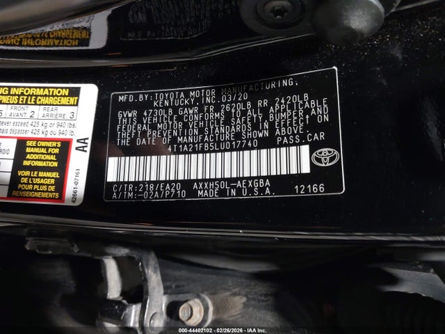 Продажа на аукционе авто 2020 Toyota Avalon Hybrid Xle, vin: 4T1A21FB5LU017740, номер лота: 44402102