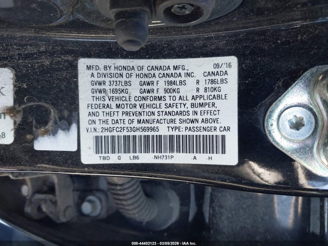 Honda Civic Lx 2016 2HGFC2F53GH569965 Image 9
