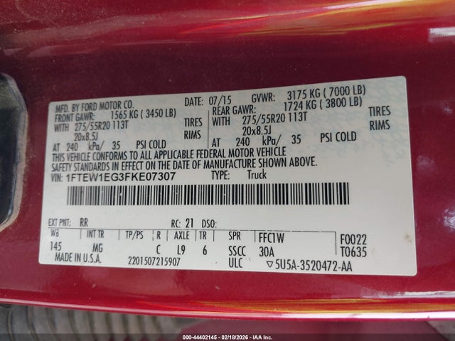 2015 FORD F-150 1FTEW1EG3FKE07307 Photo 8