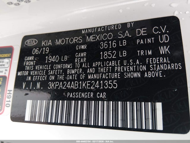 3KPA24AB1KE241355 KIA RIO S