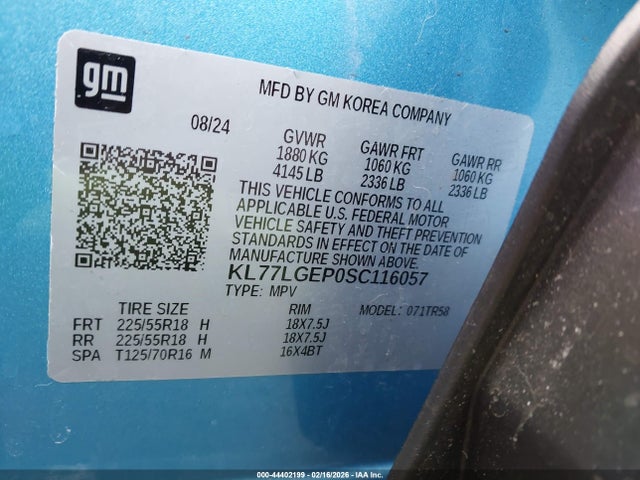 KL77LGEP0SC116057 Chevrolet Trax Fwd 1rs