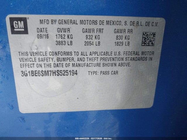 2017 CHEVROLET CRUZE 3G1BE6SM7HS525194 Photo 8